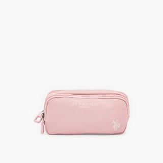 Us Polo-Pouch-2 Cmprts (Zr539-141# Twill Fabric ) Pink \ 20X10X6.5