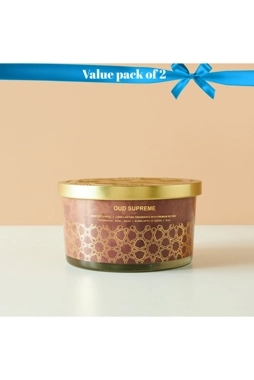 Scent.d 2-Piece Oud Supreme Scented 3-Wick Jar Candle Set