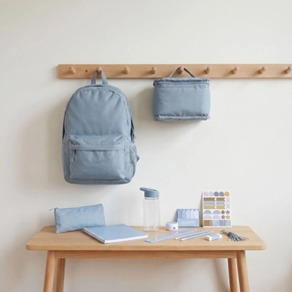 Backpack-Set Of 12-With Lunch Bag-Pencil Case.Water Bottle With Stationary Items- (Polyester) Blue \ 32X45X13.5