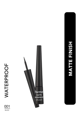 Flormar Water Resistant Matte Dipliner (BLACK) - Waterproof Dipliner - 001 Black -8690604536481