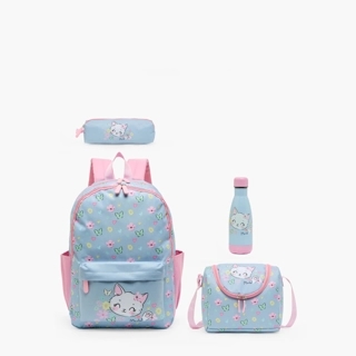17 Inch-Backpack-Set Of 4-Kitty Print- (600D Polyester W/Pvc) Cat \ 43X29X16