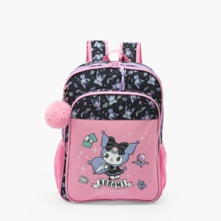 Sanrio-Kuromi Fortune-Backpack -15.7 Inch-1 Cmprt-Polyester) Pink \ 30X40X13