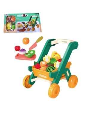 Shopping Cart with Fruits and Vegetables