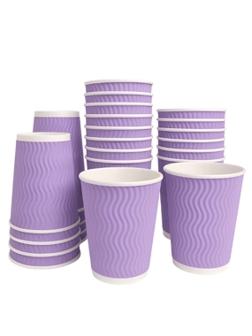 8 oz Ripple Heavy Duty Paper Cups, 25 Count, Purple