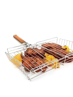 stainless steel grill with wooden handle Large