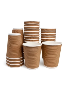 8 oz Ripple Heavy Duty Paper Cups, 25 Count, Maroon