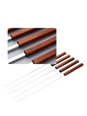 Stainless Steel BBQ Skewers with Wooden Handle  Set of 6