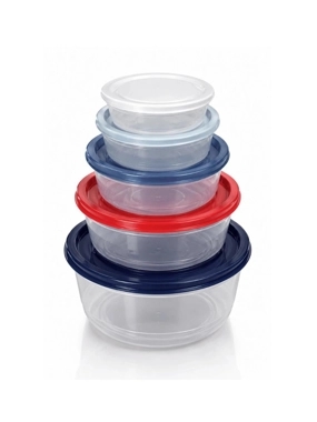 5-Piece Plastic Food Storage Container Set with Airtight Lids