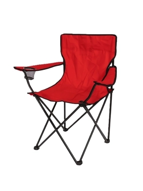 Qamra dark red fabric folding camping chair with metal frame