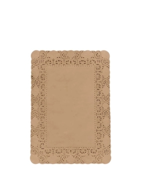 Rectangular brown paper lace tablecloth, 19 x 23 cm