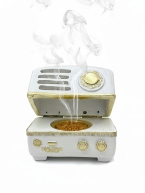 Classic Gold and White Radio Incense Burner