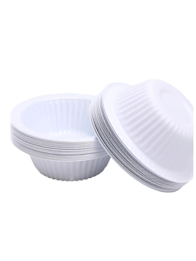 Large, deep, durable white plastic soup plates, size 15 - 50 pieces, from Al Watania