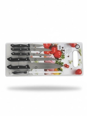 Piece Complete Kitchen Knife Set 5 Knives 1 Sharpener 1 Cutting Board