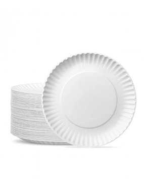Set of 9-inch medium paper plates, white