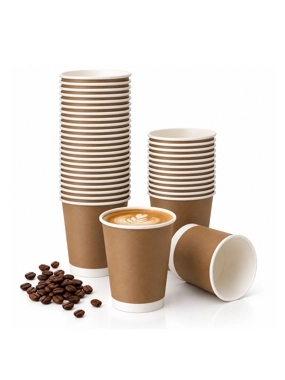 Brown Paper Coffee Cups 8 oz 50 Pieces