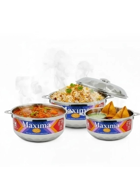 Maxima Steel Food Storage Set 3 Pieces 2.5L, 3.5L, 5L