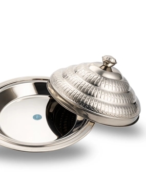 Round Stainless Steel Gozi Serving Dish with Lid – 40 cm