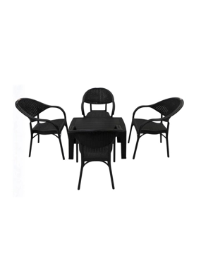 Spanish rattan 5 piece seating set Black