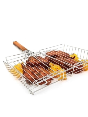 steel meat grill Small stainless with wooden handle