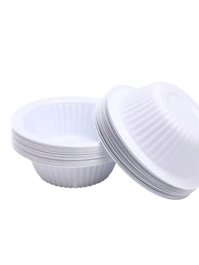 Small, deep, white, durable plastic soup bowl, size 10 - 50 pieces, from Al Wataniya