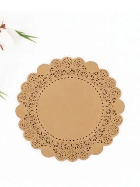 Brown lace paper round set, size 30 cm