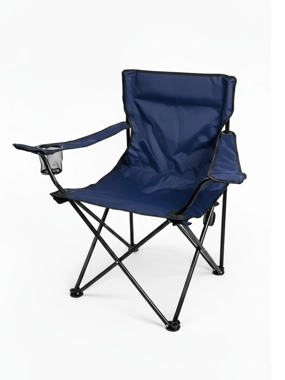 Qamra fabric folding chair with metal frame, dark blue color