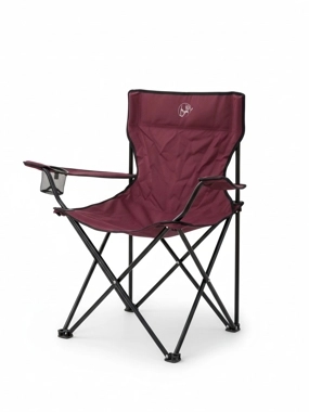 Qamra fabric folding camping chair with metal frame, burgundy color