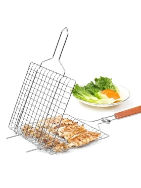 Small grill with wooden handle