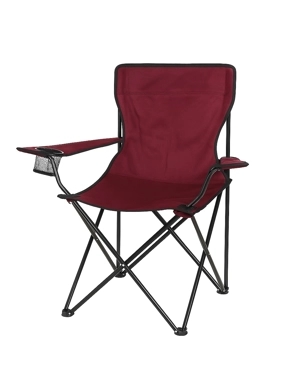 Qamra fabric folding camping chair with metal frame, burgundy color