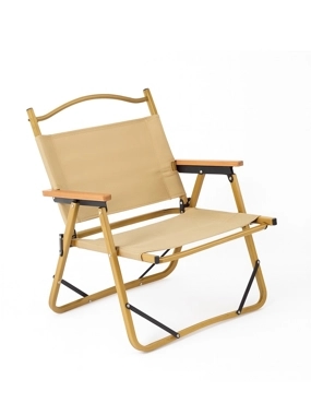 Lightweight beige folding camping chair