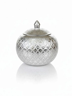 Decorative Aluminum Sugar Bowl with Lid 14 cm Size