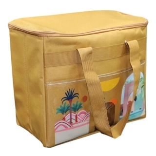 Sand-colored canvas travel bag with handle