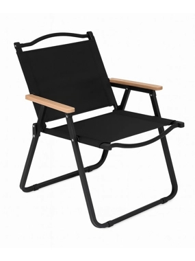 Garden Chair with a Solid Metal Frame in Black Color and a Black Fabric Seat