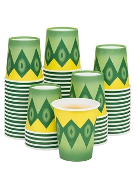 green Ghudar Design Paper Tea Cups  6 oz 80 pcs