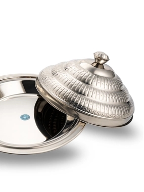 Round Stainless Steel Gozi Serving Dish with Lid 65 cm