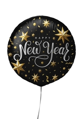 Black happy new year balloon