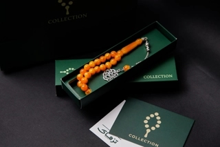 Bakelite Rosary – Swirled Amber