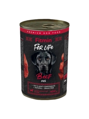fitmin For Life Wet Food for Adult Dogs, Beef Pâté Flavor, 400g