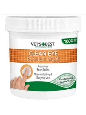 Vets Plus Best Tear Stain Remover Round Wipes for Dogs & Cats 100 Wipes