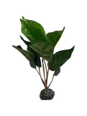 Artificial green plant with broad leaves for aquarium decoration