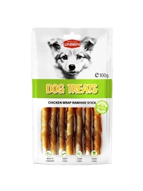 Linsen Dog Treats Chicken Wraps and Raw Skin Sticks 100g