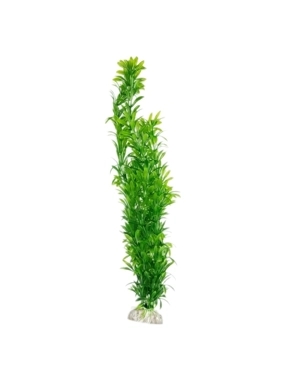 Yommy Artificial green aquatic plant for aquarium decoration, featuring long, dense leaves