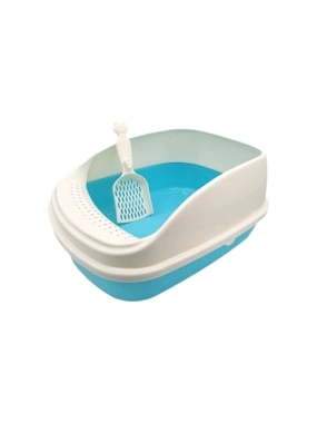 Seven Bird Open Litter Box with Raised Edges and Scoop 52x37x22 cm