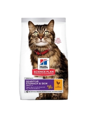 Hills dry food for sensitive skin and stomach with chicken for cats 1.5kg
