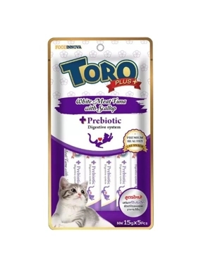 Toro Plus Cat Treats with Tuna & Scallops Rich in Prebiotic Acid for Digestive Health 15g×5