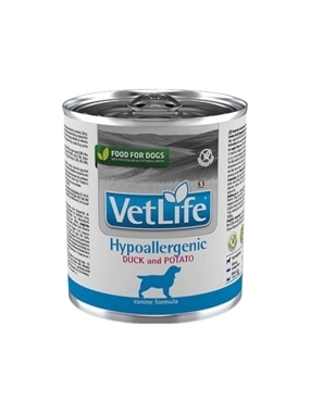 Vet Life Hypoallergenic Wet Food for Adult Dogs to Reduce Food Allergies with Duck Meat and Potatoes 300g