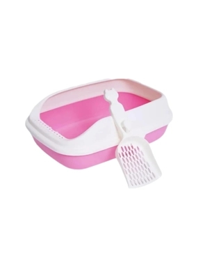 Seven Bird Open Litter Box with Raised Edges and Scoop multi colour 40x30x15 cm