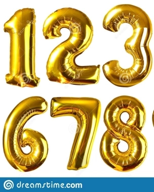 Flying number balloon -Golden