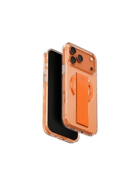 MagSafe Unique Hybrid Holder Pro Case with Grip and Camera Stand for iPhone 17 Pro 17 Pro Max - Clear Orange
