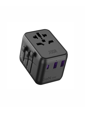 Joda 20W Multi-Port Travel Charger with 2 USB Ports and 1 Type-C Port - Black